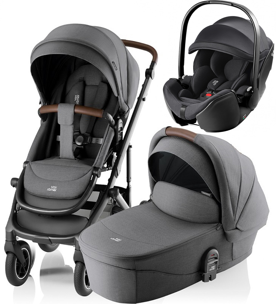 Britax Romer Коляска 3-в-1 Smile 5Z с автокреслом Baby-Safe Pro (Britax Romer Коляска 3-в-1 Smile 5Z с автокреслом Baby-Safe Pro (STYLE Mineral Grey | Deep Black))